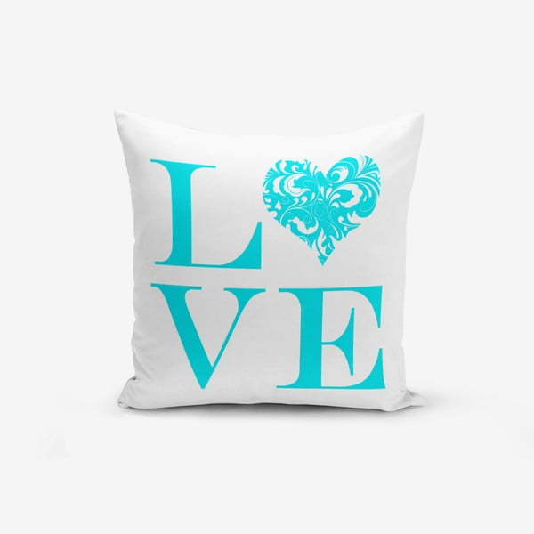 Poszewka na poduszkę z domieszką bawełny Minimalist Cushion Covers Love Blue, 45x45 cm