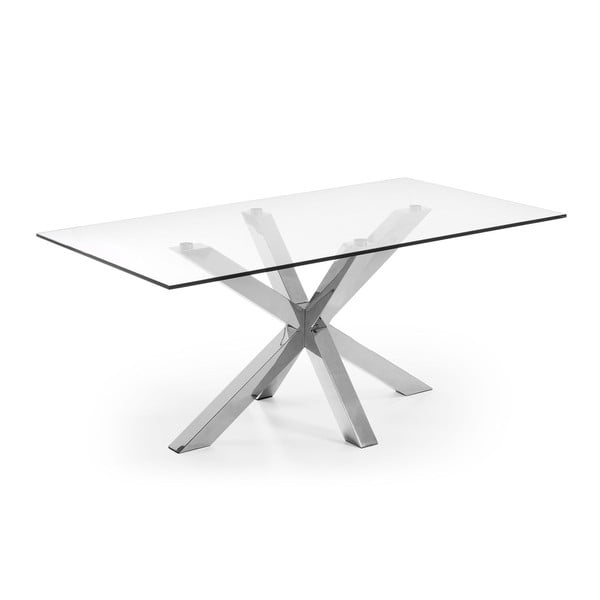 Biały szklany stół jadalniany z metalową podstawą La Forma Arya, 180x100 cm