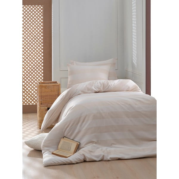 Beżowa adamaszkowa pościel jednoosobowa 140x200 cm Max Yollu – Mijolnir