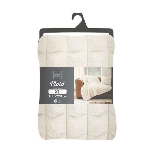 Kremowy koc z mikropluszu/ze sztucznego futra 180x220 cm Igloo – douceur d'intérieur-image-4