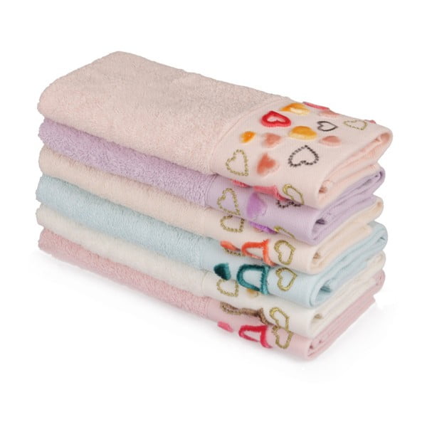 Zestaw 6 kolorowych ręczników z czystej bawełny Sri Lanka, 30x50 cm