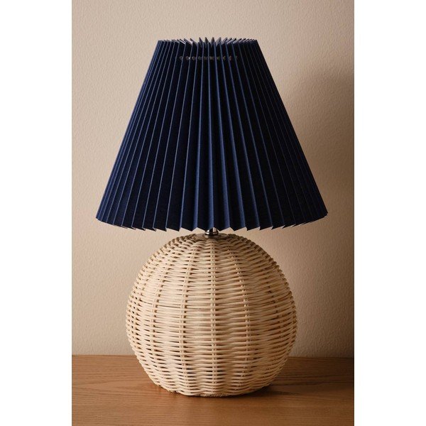 Niebieska/w naturalnym kolorze rattanowa lampa stołowa (wysokość 36 cm) Sisal – Jotex-image-2