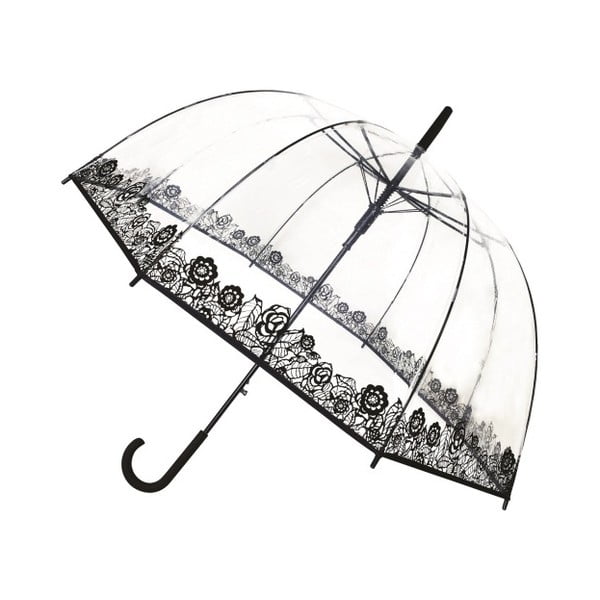 Przezroczysty parasol Birdcage Black Flowers, ⌀ 81 cm