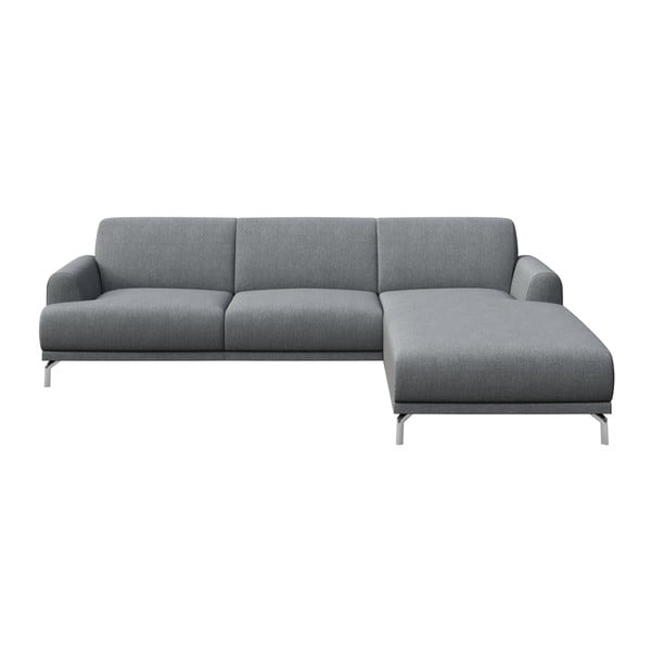 Jasnoszara sofa narożna MESONICA Puzo, prawy róg