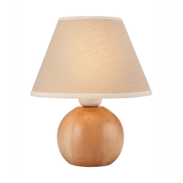 Beżowa lampa stołowa z tekstylnym kloszem (wys. 24 cm) Ball – LAMKUR