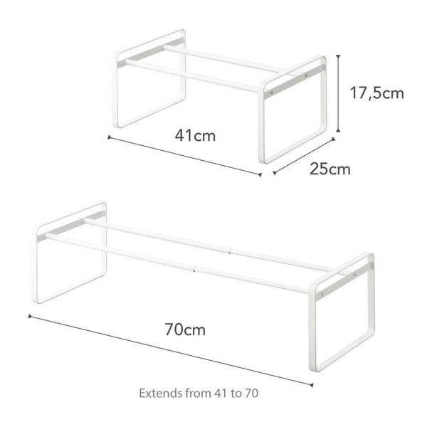 Biała metalowa teleskopowa półka na buty Kobe – YAMAZAKI-image-4
