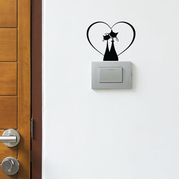 Czarna naklejka Ambiance Cat Couple-image-1