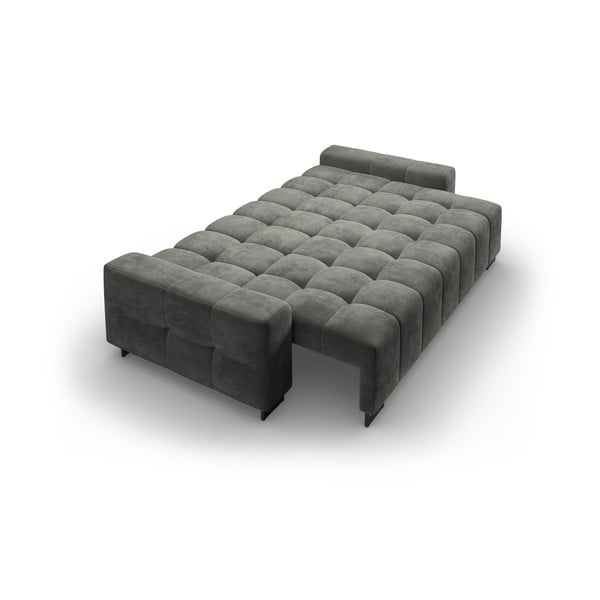 Szara aksamitna rozkładana sofa ze schowkiem 250 cm Wicklow – Cosmopolitan Design-image-4