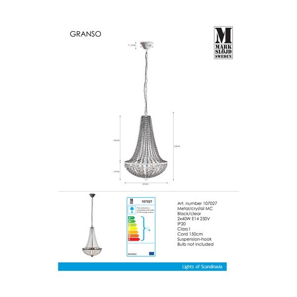 Czarna lampa wisząca Markslöjd Granso, ⌀ 40 cm-image-2