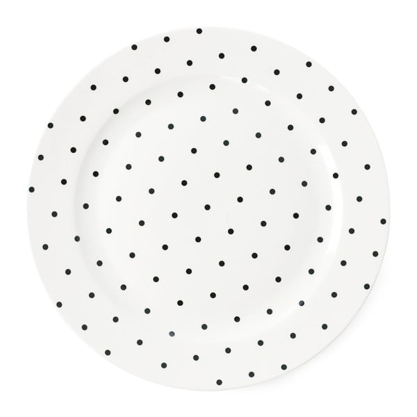 Talerz ceramiczny Miss Étoile Black Dots, ⌀ 25 cm