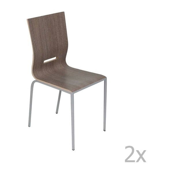Zestaw 2 szaro-brązowych krzeseł Danna