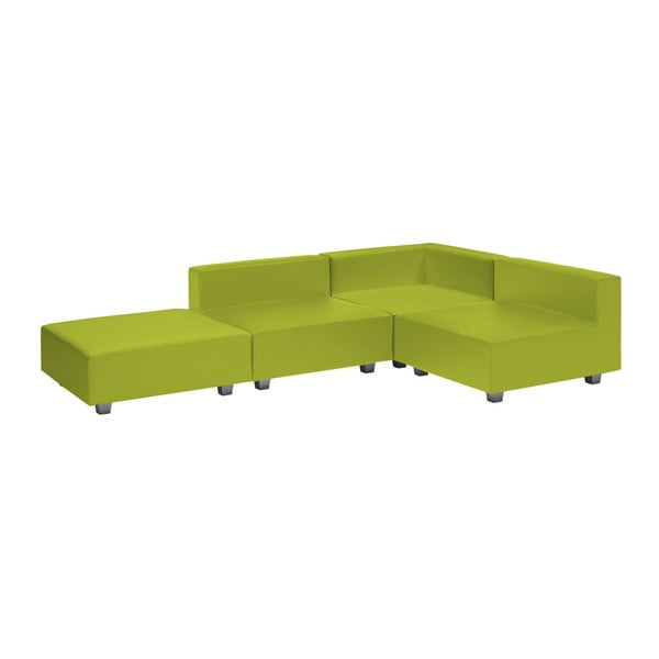 Zielona sofa narożna trzyczęściowa z podnóżkiem 13Casa Silvia