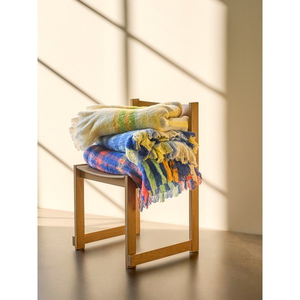 Żółto-zielony koc z mieszanki wełny 140x200 cm Loom – Hübsch-image-2