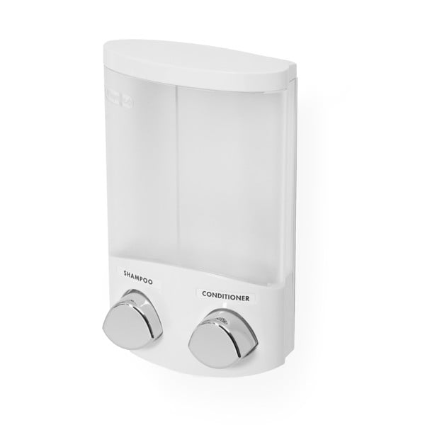 Biały samoprzylepny plastikowy dozownik do mydła 620 ml Duo – Compactor-image-3