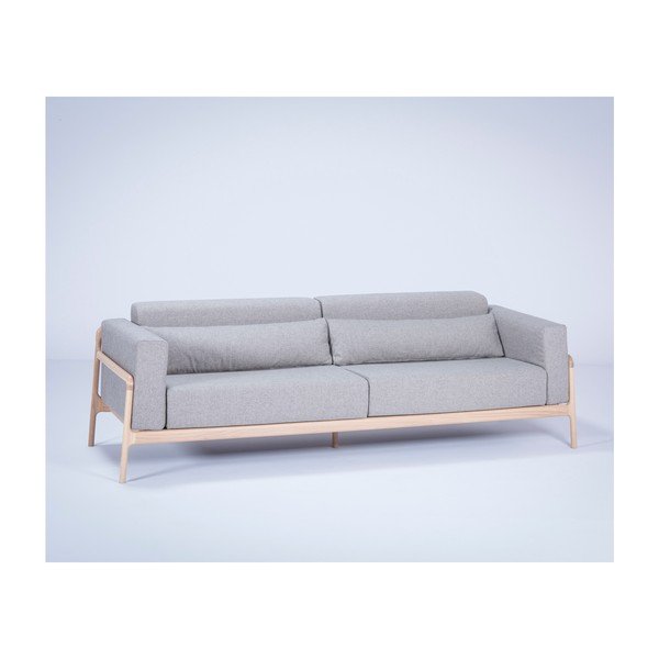 Szara sofa z konstrukcją z litego drewna dębowego Gazzda Fawn Plus, 240 cm-image-1