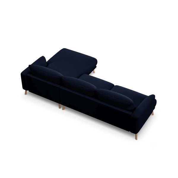 Ciemnoniebieski aksamitny narożnik (prawostronny/z szezlongiem) Naomi – Micadoni -image-3