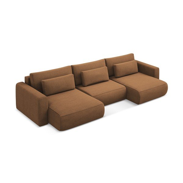 Rozkładany/ze schowkiem narożnik (w kształcie litery U) w kolorze terakoty Kapua – Makamii-image-2