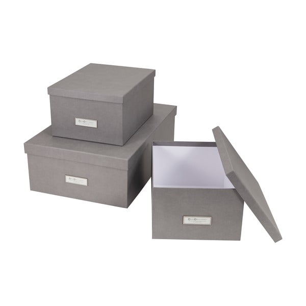 Zestaw 3 szarych pudełek Bigso Box of Sweden Inge-image-2