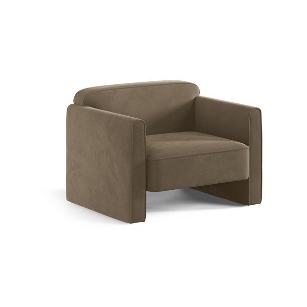 Szarobrązowy aksamitny fotel Abby – Micadoni 