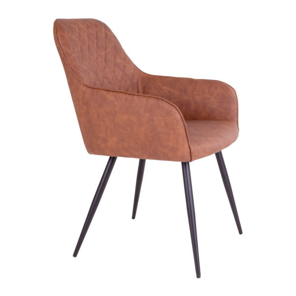 Brązowe tapicerowane fotele jadalniane zestaw z podłokietnikami 2 szt. Harbo – House Nordic-image-4