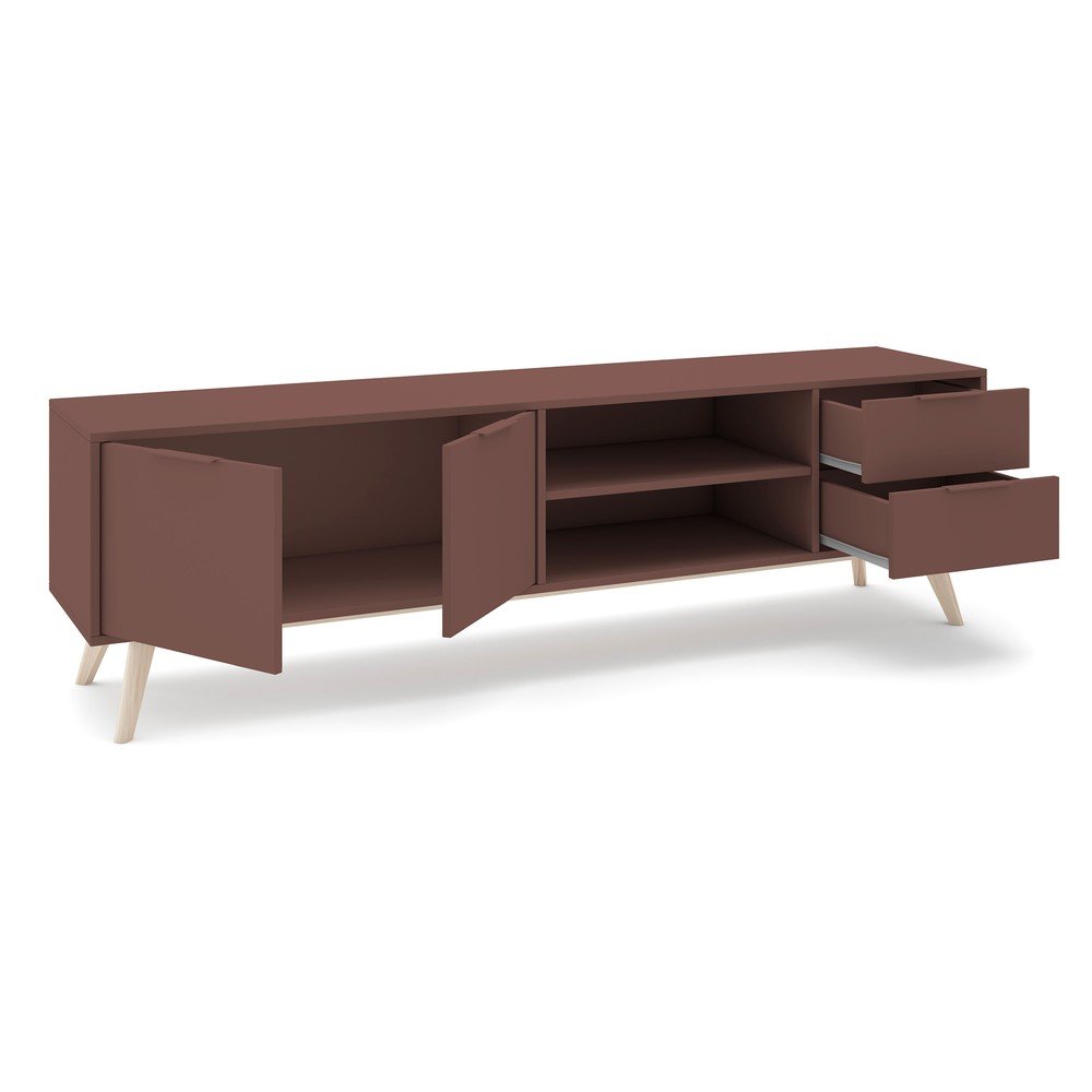 Szafka pod TV z matowym wykończeniem w kolorze terakoty 180x53x40 cm Campus – Marckeric (zdjęcie 4)