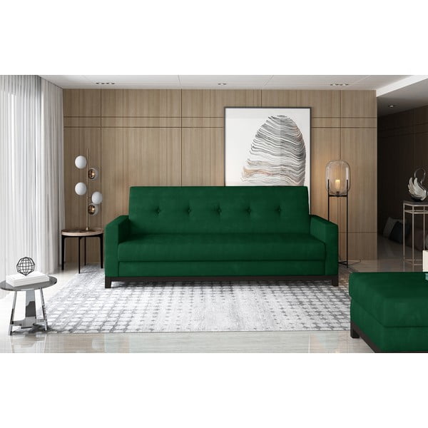Zielona aksamitna rozkładana/ze schowkiem sofa 216 cm Selene – ELTAP-image-1