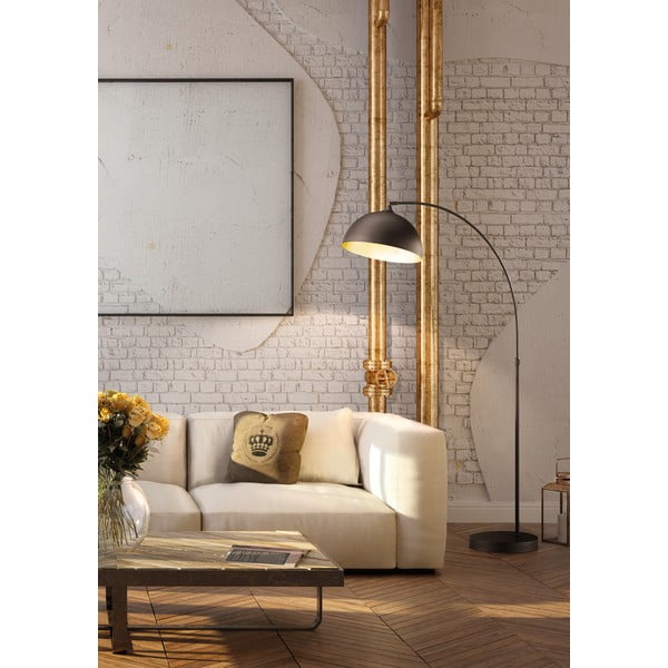 Czarna lampa stojąca z metalowym kloszem (wysokość 200 cm) Leitung – Fischer & Honsel-image-1