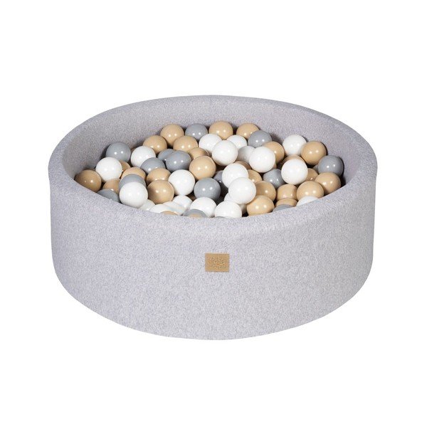 Szary sztruksowy basen z kulkami ø 90x30 cm Montessori – Meowbaby