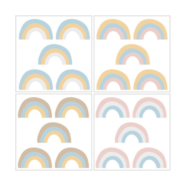 Zestaw 20 naklejek ściennych Dekornik Rainbow Pastel