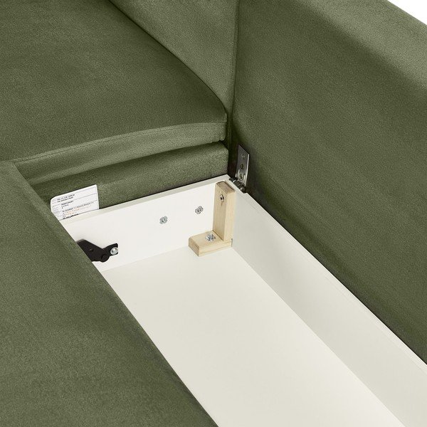 Zielony rozkładany aksamitny narożnik Bonami Selection Fira, lewostronny-image-1