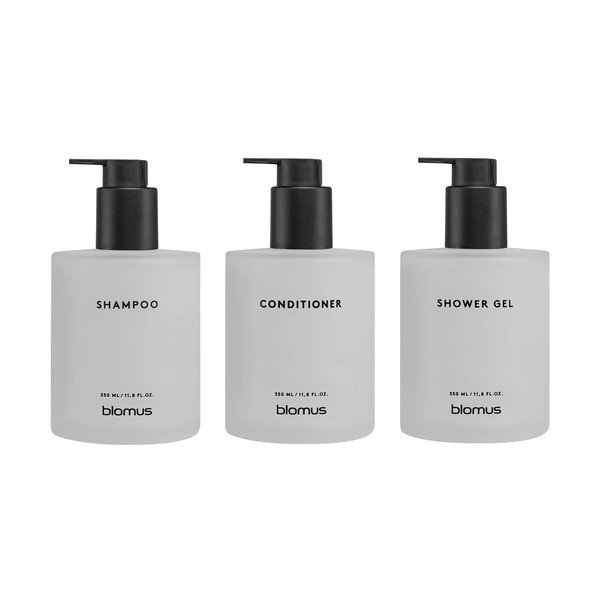 Białe ścienne szklane dozowniki do mydła 3 szt. 350 ml Kirei – Blomus-image-3