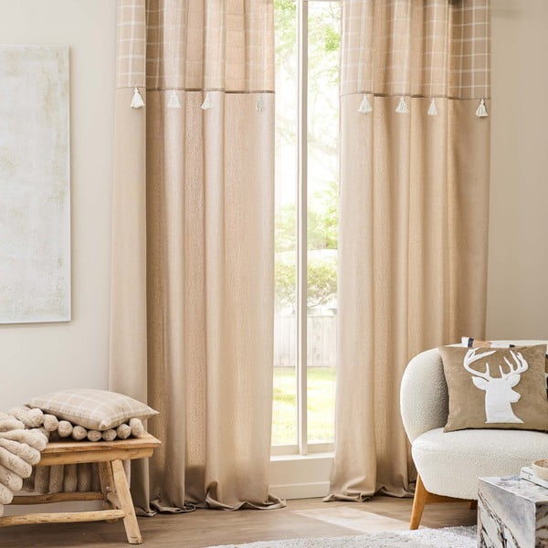 Brązowa zasłona z mieszanki bawełny 140x240 cm Everest – douceur d'intérieur-image-3