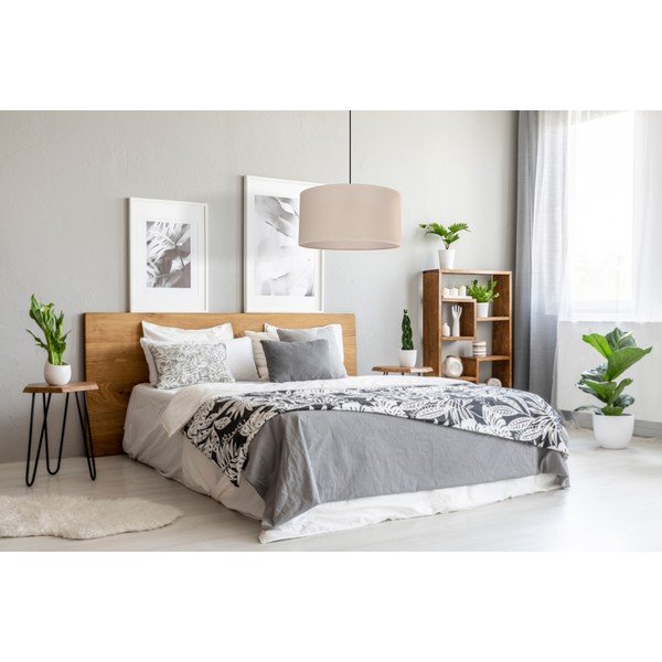 Beżowa lampa wisząca z tekstylnym kloszem ø 40 cm Shanti – Candellux Lighting-image-3
