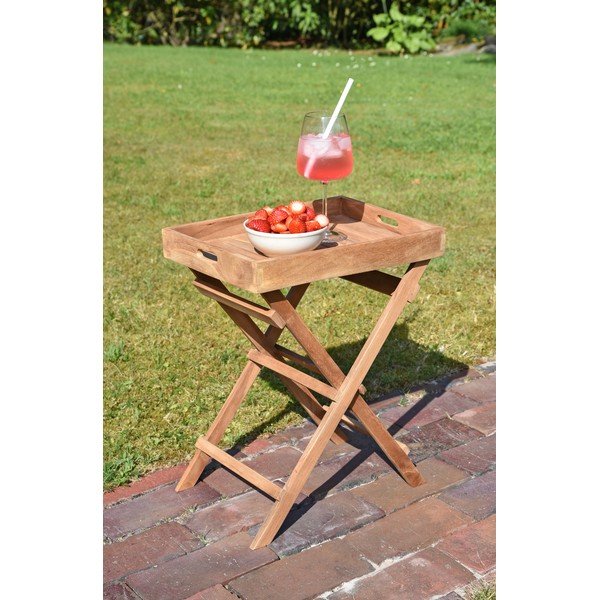 Stolik ogrodowy z litego drewna tekowego 29x39 cm Bacan – Garden Pleasure-image-1