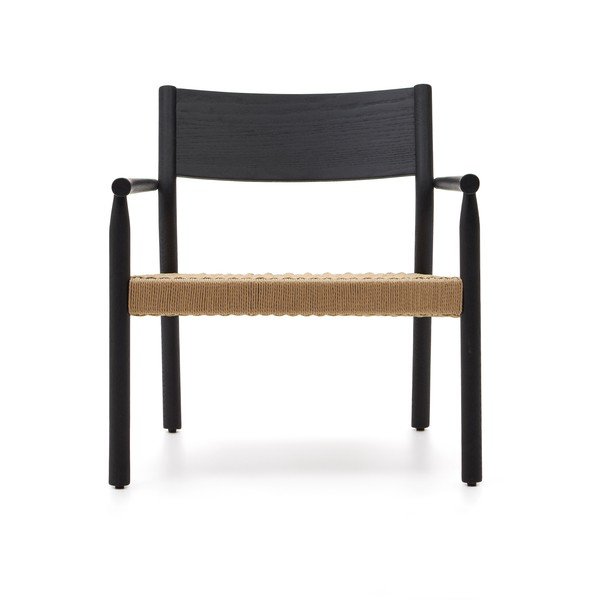 Czarny fotel z plecionką Yalia – Kave Home-image-2