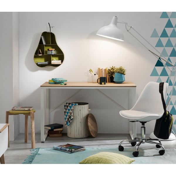 Białe biurko z blatem w dekorze drewna Kave Home Lisbet-image-2