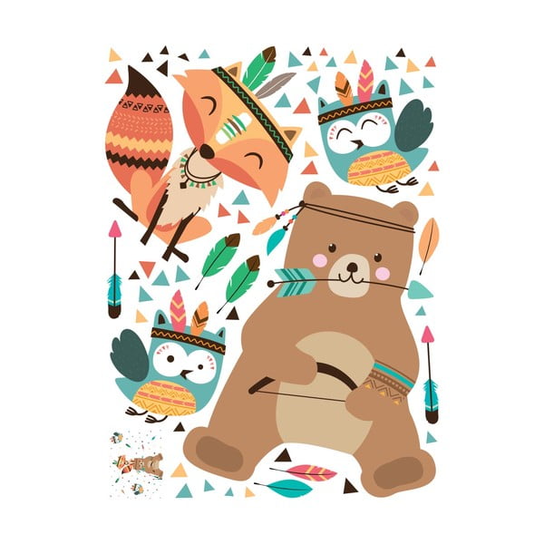 Dziecięce naklejki ścienne Ambiance Bear Indian Happy-image-2