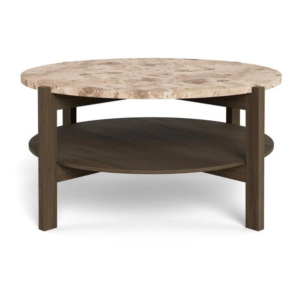 Okrągły stolik z marmurowym blatem w ciemnym naturalnym kolorze ø 80 cm Dorsett – Actona-image-4