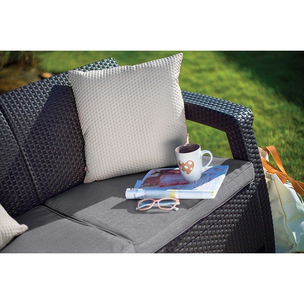 Ciemnoszara sofa ogrodowa z imitacji rattanu Corfu – Keter-image-2