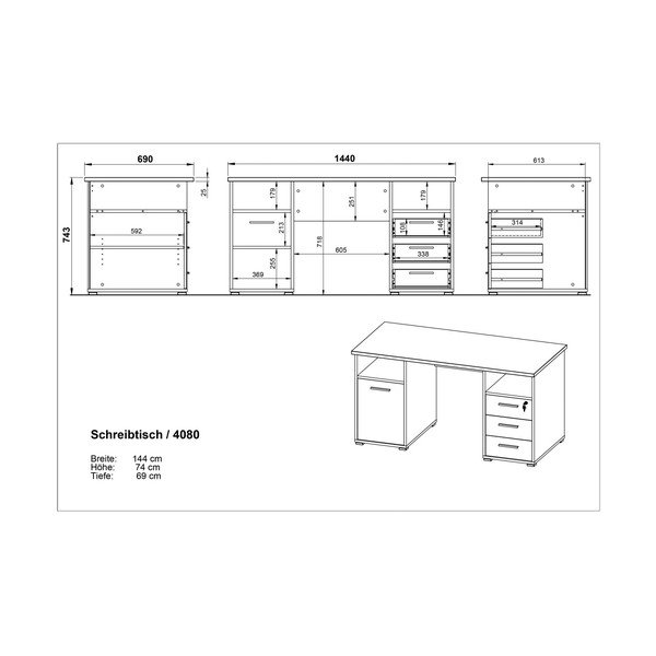Biurko z dekorem drewna dębowego Germania Desk-image-4