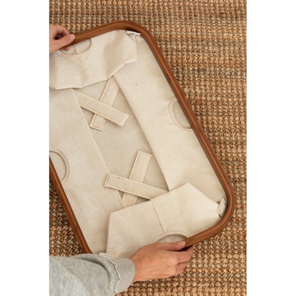 Kremowy tekstylny kosz na pranie składany Bamboo/Linen – Bigso (zdjęcie 4)