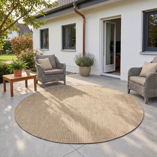Beżowy okrągły dywan odpowiedni na zewnątrz ø 80 cm Mira 1450 – Ayyildiz Carpets-image-1