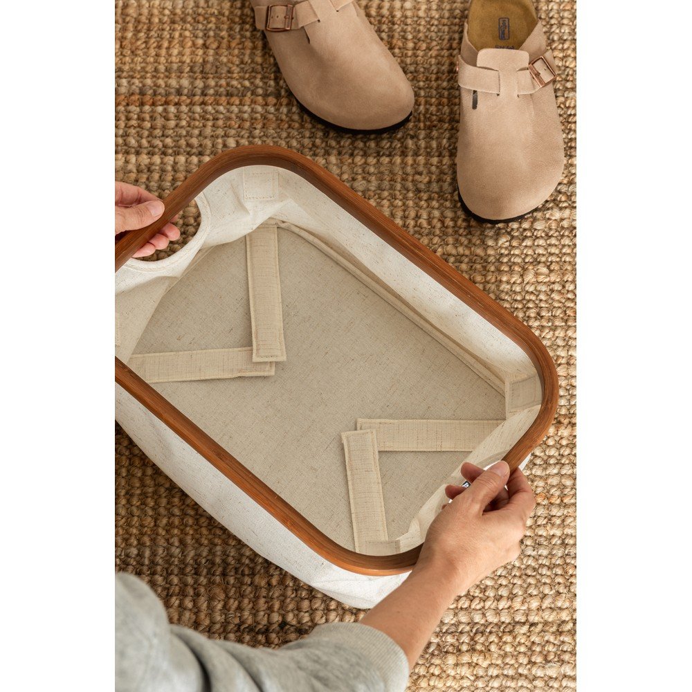 Kremowy tekstylny pojemnik 38x26x16 cm Bamboo/Linen – Bigso (zdjęcie 3)