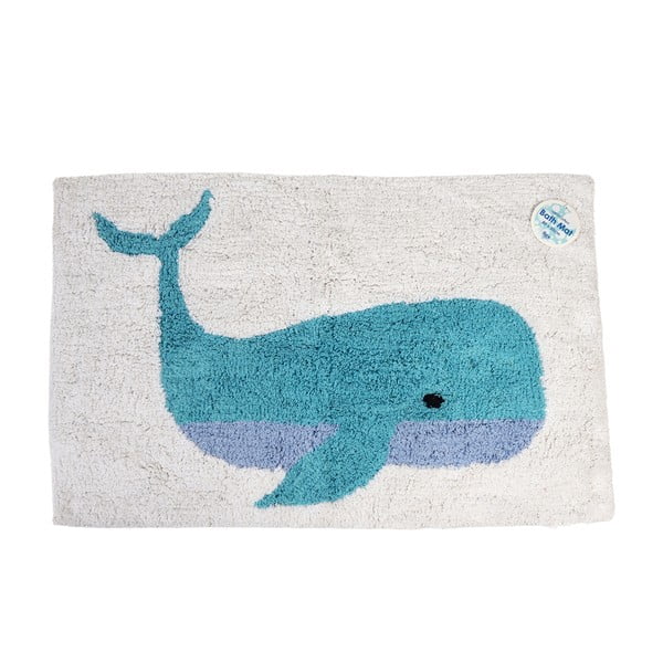 Biało-niebieski dywanik łazienkowy 52,5x83 cm Whale – Rex London