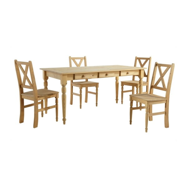 Komplet 4 krzeseł drewnianych do jadalni a stolu Støraa Normann, 160x80 cm