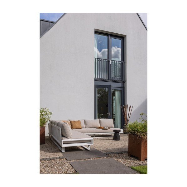 Biało-szara aluminiowa sofa ogrodowa (lewostronna) Flint – Exotan-image-2