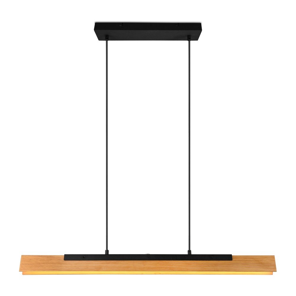 Lampa wisząca LED w kolorze matowej czerni z drewnianym kloszem Kerala – Trio