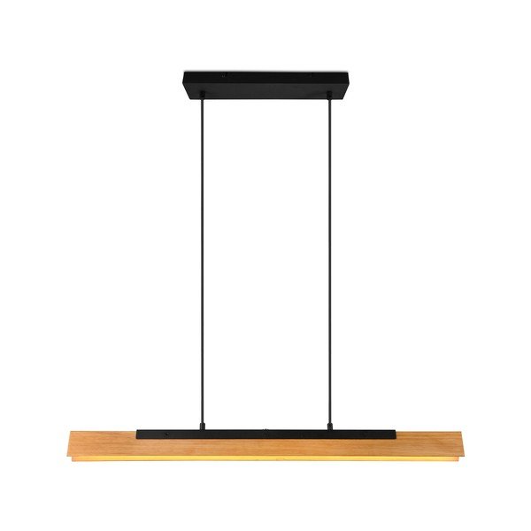 Lampa wisząca LED w kolorze matowej czerni z drewnianym kloszem Kerala – Trio