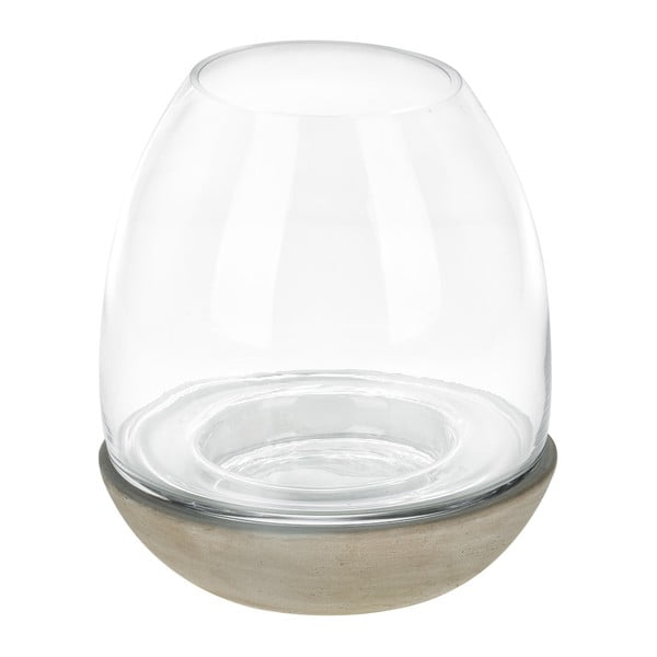 Świecznik szklany z ceramiczną podstawką Dino Bianchi, wysokość 20 cm