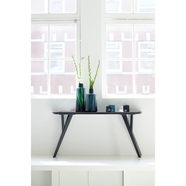 Konsola z litego drewna akacjowego w kolorze matowej czerni 44x160 cm Quenza – Light & Living-image-1